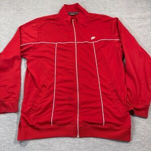 Nike Track Jacket Men XL Red Full Zip Vintage White Piping Athletic‎ Sweatshirt